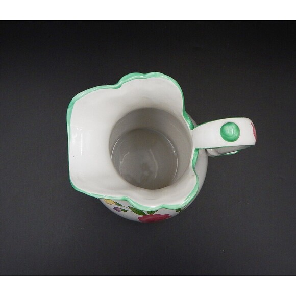 White Flowered Ceramic Water Pitcher Jug Transferware 9 Inch Vase - Picture 7 of 9